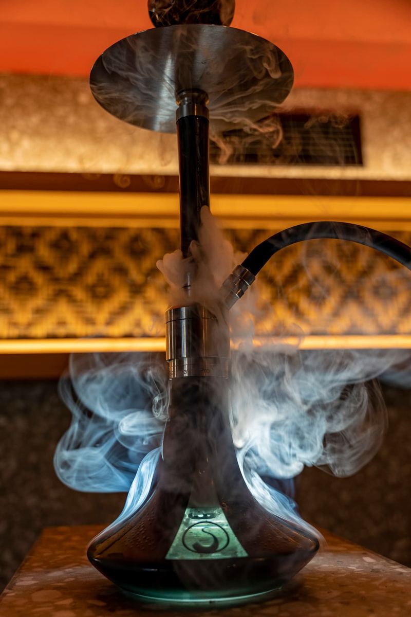 Premium shisha pipe served on the terrace at Al Hayat Resto Bar in Rhodes