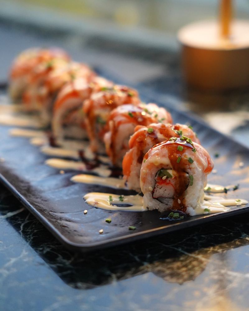 Salmon avocado roll served at Al Hayat Resto Bar in Rhodes
